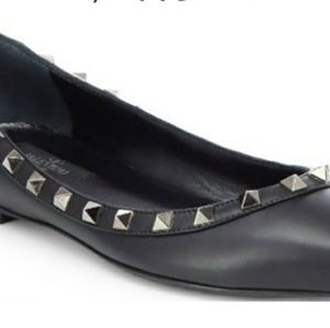 100% Authentic Valentino Rockstud Flat Noir 37.5